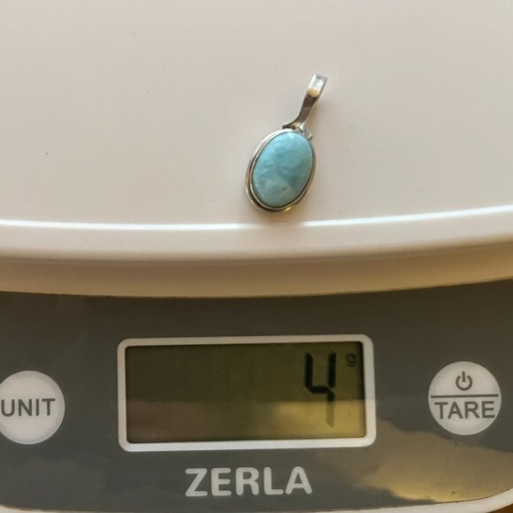 Genuine Larimar & Sterling Silver Pendant on Italian Sterling Silver Chain - Picture 11 of 16